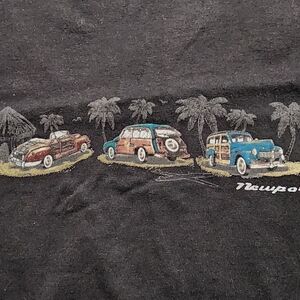 Newport Black Short Sleeve Tee with Surf Car Graphic